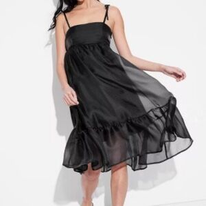 NEW Wild Fable Women's Organza Midi Babydoll Dress Black Size Large